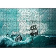 Cakapuzzle Dalgalar Arasında Gulet ve Bulutlu Gökler 120 Parça Ahşap Puzzle