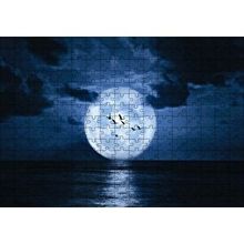 Cakapuzzle Deniz Bulutlar Kuşlar ve Süper Ay 120 Parça Ahşap Puzzle