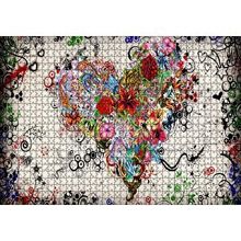 Cakapuzzle Desenler Ve Çiçeklerden Kalp Figürü Görseli 120 Parça Ahşap Puzzle