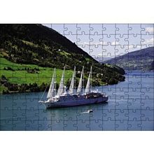 Cakapuzzle Dev Beyaz Yelkenli Manzara 120 Parça Ahşap Puzzle