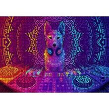 Cakapuzzle DJ Köpek ve Saykodelik Desenler 120 Parça Ahşap Puzzle