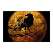 Cakapuzzle Dolunay ve Dalda Karga Silüeti 120 Parça Ahşap Puzzle