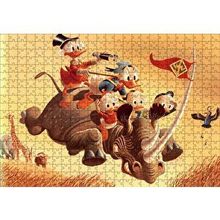 Cakapuzzle Donald Duck ve Torunları Gergedan Üzerinde 120 Parça Ahşap Puzzle
