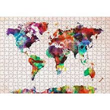 Cakapuzzle Dünya Haritası Suluboya Mozaik 120 Parça Ahşap Puzzle