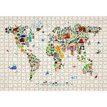 Cakapuzzle Dünya Haritası Ülkeler ve Simgeleri 120 Parça Ahşap Puzzle