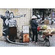 Cakapuzzle Duvar Boyama Adamlar ve Bisikletli Satıcı 120 Parça Ahşap Puzzle