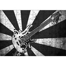 Cakapuzzle Elektrogitar Siyah Beyaz Kesitler Notalar 120 Parça Ahşap Puzzle