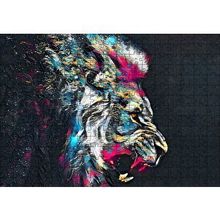 Cakapuzzle Erkek Aslan Renkli Fırça Darbeleri Siyah Zemin 120 Parça Ahşap Puzzle