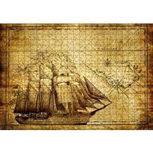 Cakapuzzle Eski Harita Üzerinde Yelkenli Gemi 120 Parça Ahşap Puzzle