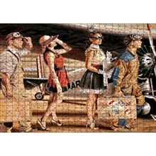 Cakapuzzle Eski Uçak Pilotlar ve Kadın Yolcular 120 Parça Ahşap Puzzle
