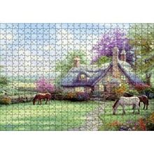 Cakapuzzle Evi ve Atlar Doğa 120 Parça Ahşap Puzzle