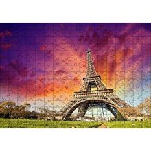 Cakapuzzle Eyfel Kulesi Gün Batımı Turuncu Kırmızı 120 Parça Ahşap Puzzle