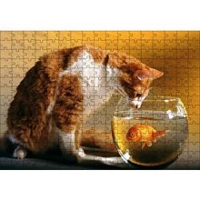 Cakapuzzle Fanustaki Balık ve İzleyen Kedi 120 Parça Ahşap Puzzle