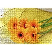 Cakapuzzle File Üzerinde Turuncu Papatya Demeti Görseli 120 Parça Ahşap Puzzle