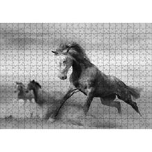 Cakapuzzle Fırtınada Koşan Atlar Görseli 120 Parça Ahşap Puzzle