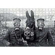 Cakapuzzle Gaz Maskeli Askerler ve Eşek SB 120 Parça Ahşap Puzzle