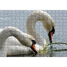 Cakapuzzle Gölde Beslenen Bir Çift Beyaz Kuğu 120 Parça Ahşap Puzzle
