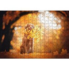 Cakapuzzle Golden Retriever Sonbahar Yaprakları 120 Parça Ahşap Puzzle