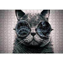 Cakapuzzle Gözlüklü Siyah Kedi ve Formüller 120 Parça Ahşap Puzzle