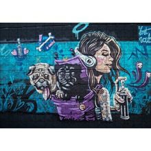 Cakapuzzle Graffitici Kız ve Çantasında Köpekler Duvar Boyama 120 Parça Ahşap Puzzle
