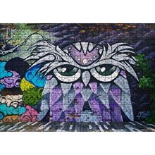 Cakapuzzle Grafiti Sokak Sanatı Baykuş Görseli 120 Parça Ahşap Puzzle