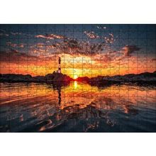 Cakapuzzle Günbatımı Deniz Feneri Kayalıklar ve Bulutlar 120 Parça Ahşap Puzzle