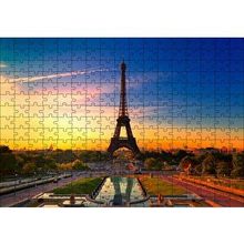 Cakapuzzle Günbatımı Eyfel Kulesi ve Bulutlu Gökler 120 Parça Ahşap Puzzle