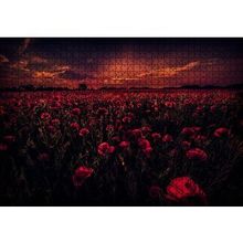 Cakapuzzle Günbatımı Gelincik Tarlası ve Kızıl Gökler 120 Parça Ahşap Puzzle