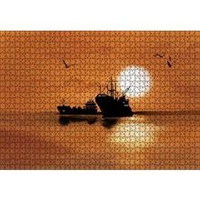 Cakapuzzle Günbatımında Balıkçı Tekneleri ve Martılar 120 Parça Ahşap Puzzle