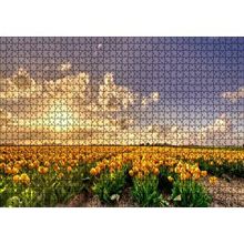 Cakapuzzle Günbatımında Bulutlar ve Sarı Laleler 120 Parça Ahşap Puzzle