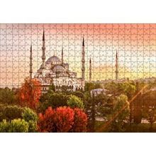 Cakapuzzle Günbatımında İstanbul Camisi ve Sonbahar Renkleri 120 Parça Ahşap Puzzle