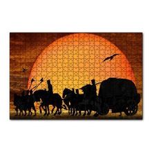 Cakapuzzle Günbatımında Kervan Silüeti ve Akbabalar 120 Parça Ahşap Puzzle