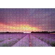 Cakapuzzle Günbatımında Lavanta Tarlaları ve Kızıl Gökler 120 Parça Ahşap Puzzle