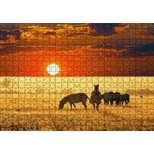 Cakapuzzle Günbatımında Savanada Zebralar 120 Parça Ahşap Puzzle