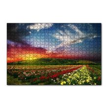 Cakapuzzle Günbatımında Tepeler ve Rengarenk Çiçekler 120 Parça Ahşap Puzzle