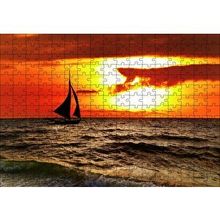 Cakapuzzle Günbatımında Yelkenli Silüeti 120 Parça Ahşap Puzzle