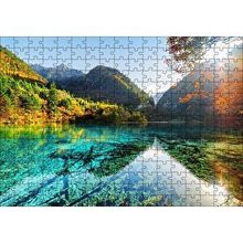 Cakapuzzle Güneş Göl Dağ Orman Manzarası Görseli 120 Parça Ahşap Puzzle