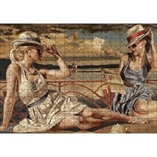 Cakapuzzle Güneşlenen ve Mektup Okuyan Kızlar 120 Parça Ahşap Puzzle