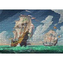 Cakapuzzle Haçlı Gemileri Dalgalı Deniz ve Bulutlu Gökler 120 Parça Ahşap Puzzle