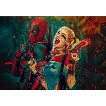 Cakapuzzle Harley Quinn ve Spider Man Çizim 120 Parça Ahşap Puzzle