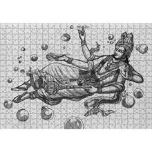 Cakapuzzle Hindu Tanrısı Vishnu Karakalem 120 Parça Ahşap Puzzle