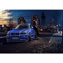 Cakapuzzle Hızlı ve Öfkeli Paul Walker Mavi Nissan 120 Parça Ahşap Puzzle