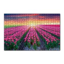Cakapuzzle Hollanda Gündoğumunda Lale Tarlaları 120 Parça Ahşap Puzzle
