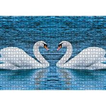 Cakapuzzle İki Beyaz Kuğu Kalp Şekli 120 Parça Ahşap Puzzle