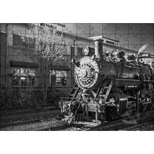 Cakapuzzle İstasyon ve Buharlı Tren Siyah Beyaz 120 Parça Ahşap Puzzle
