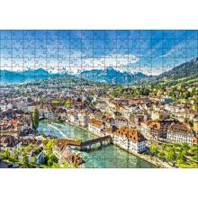 Cakapuzzle İsviçre Luzern ve Arkaplanda Dağlar 120 Parça Ahşap Puzzle