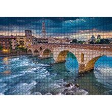 Cakapuzzle İtalya Verona Ponte Pietra Köprüsü ve Mor Gökler 120 Parça Ahşap Puzzle