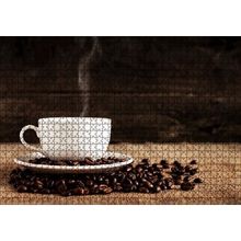 Cakapuzzle Kahve Çekirdekleri ve Dumanı Üstünde Fincan Kahve 120 Parça Ahşap Puzzle