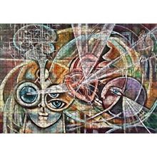 Cakapuzzle Kalp ve Yüzler Soyut Kompozisyon 120 Parça Ahşap Puzzle