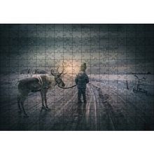 Cakapuzzle Karda Bir Çocukla Ren Geyiği 120 Parça Puzzle